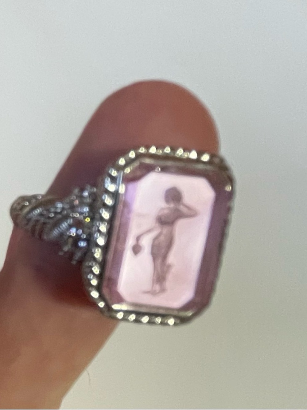 Judith Ripka Pink Crystal Cameo Ring in Silver Tone - Picture 5 of 16